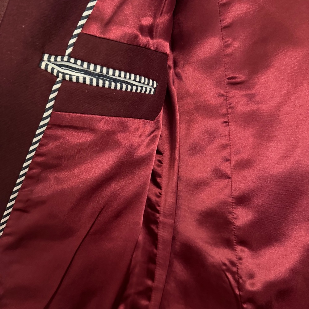 J.Crew Wool Cashmere Coat Size 6 Burgundy Peacoat Hooded Italian Fabric - Picture 5 of 6